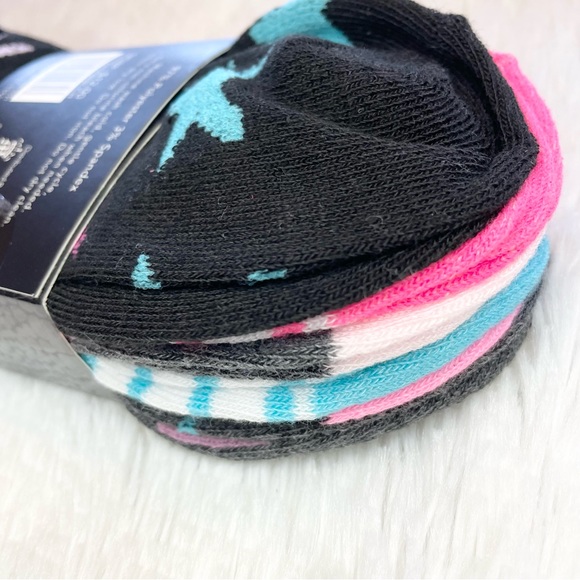 NWY pink, teal, black, gray and white stars & stripes size 4-10 socks 6 pairs - Picture 5 of 5